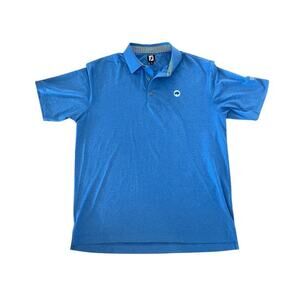 Footjoy Solid Stretch Polo Shirt Buffalo Logo Blue Men’s 2XL Embroidered sleeve‎